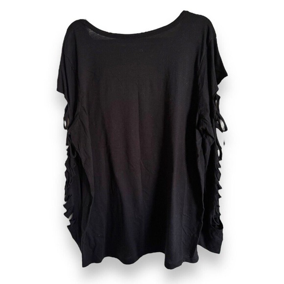 SOLD - Torrid Tee Sz 2 2X 18 20 Love Skull Black Slash Long Sleeve Black Pink - Picture 8 of 9